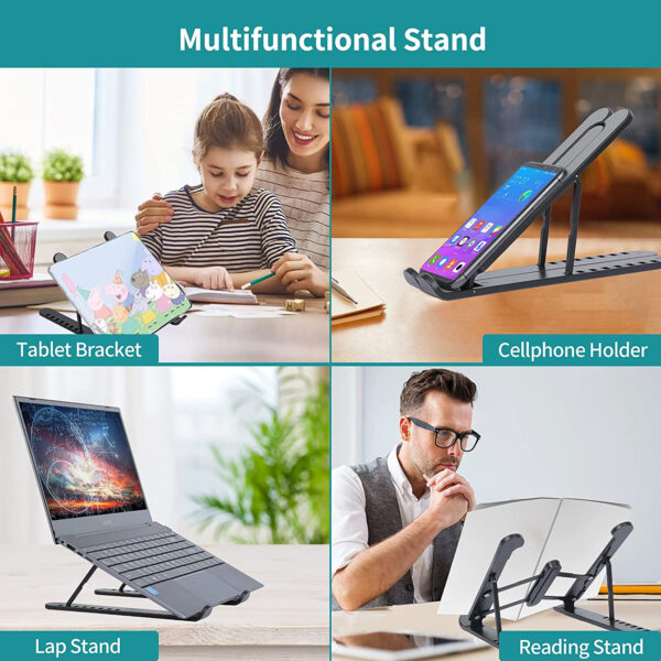 Adjustable Foldable Laptop Stand | Lightweight Design | Durable Plastic with Aluminum Core & Non-Slip Silicone Grip - Image 4