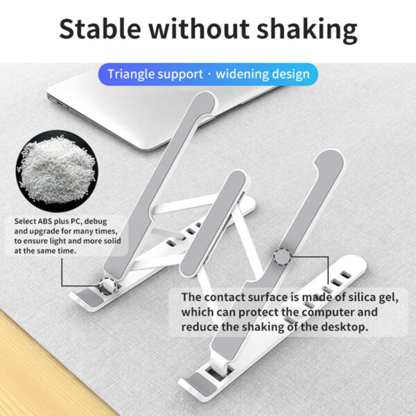 Adjustable Foldable Laptop Stand | Lightweight Design | Durable Plastic with Aluminum Core & Non-Slip Silicone Grip - Image 3