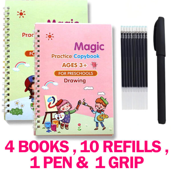 4-in-1 Reusable Sank Magic Practice Copybook Set | Includes 4 Books, 1 Pen, 5 Refills, and 1 Grip - Image 5