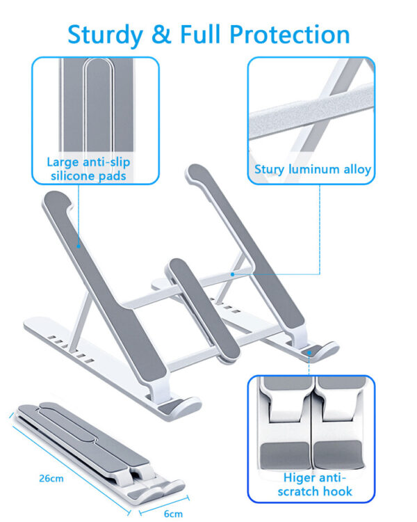 Adjustable Foldable Laptop Stand | Lightweight Design | Durable Plastic with Aluminum Core & Non-Slip Silicone Grip - Image 2