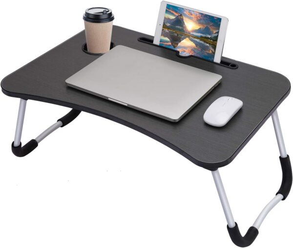 Portable Laptop Table with Foldable Legs, Tablet Holder & Cup Slot – Perfect for Home Office & Bed - Image 3