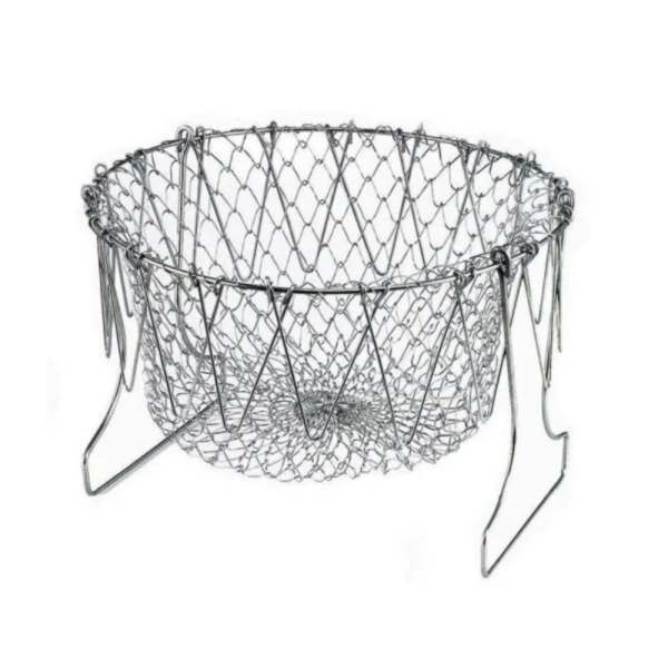 Premium Stainless Steel Multi-Function Foldable Chef Basket – Versatile Kitchen Colander, Mesh Steamer, Rinse, Strain & Fry Basket for Deep Frying - Image 2