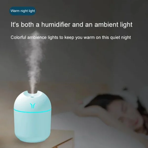 Portable USB Air Humidifier with Warm LED Light | Mist Air Freshener for Home, Office & Car - Image 3