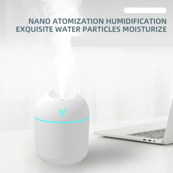 Portable USB Air Humidifier with Warm LED Light | Mist Air Freshener for Home, Office & Car - Image 2