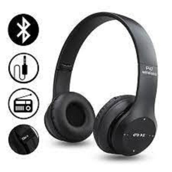 Bluetooth Foldable P47 Wireless Headphones with Microphone | FM Radio & TF Card Support for PC, TV, Smartphones, and Tablets - Image 5