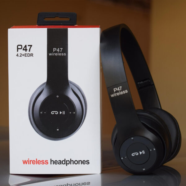 Bluetooth Foldable P47 Wireless Headphones with Microphone | FM Radio & TF Card Support for PC, TV, Smartphones, and Tablets - Image 3