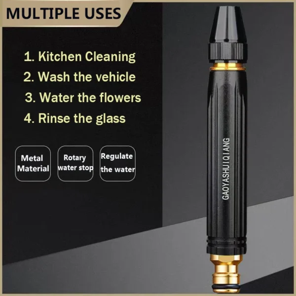 High-Pressure Black Spray Nozzle for Car Wash, Garden & Glass Cleaning - Image 3