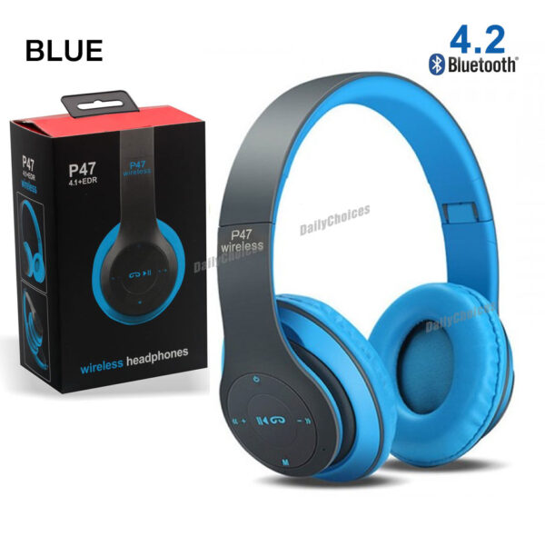 Bluetooth Foldable P47 Wireless Headphones with Microphone | FM Radio & TF Card Support for PC, TV, Smartphones, and Tablets - Image 2