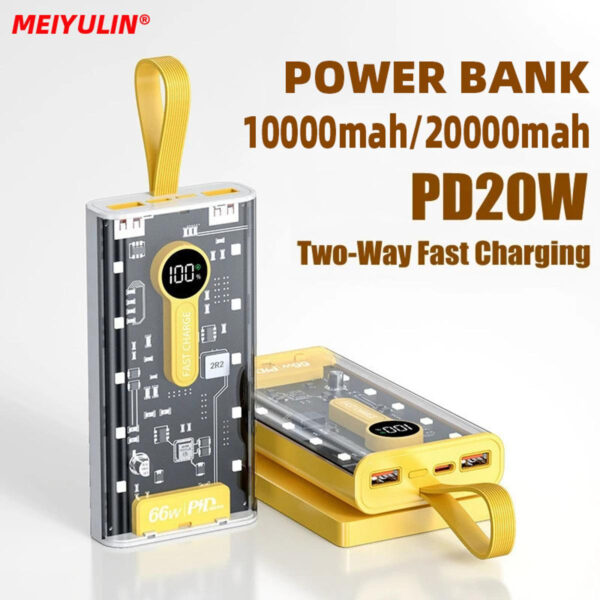 20000mAh 66W Transparent Power Bank with Torch | Large Capacity | Dual Fast Charging - Image 7