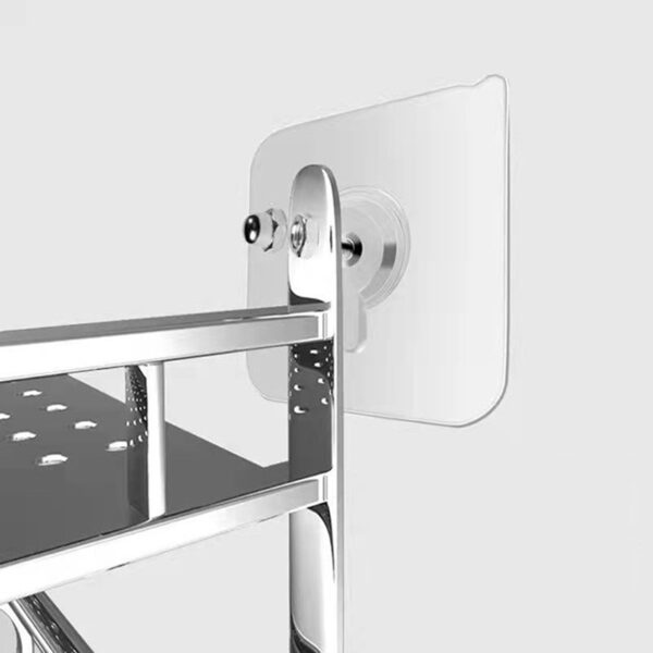 Wall Corner Rack with 2 Self-Adhesive Screws | Versatile Kitchen & Bathroom Organizer | Metal Shelf for Space-Saving Storage - Image 4