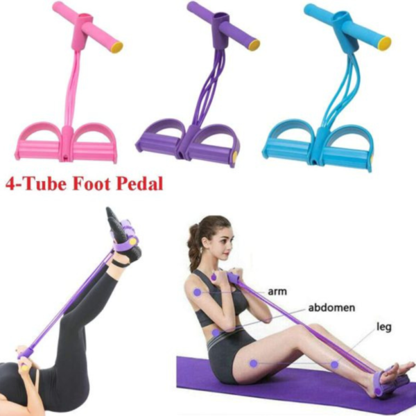 Multifunctional Tummy Trimmer with Foot Pedal Resistance Band – Elastic Sit-Up Pull Rope for Yoga, Fitness, and Gym – Random Colors - Image 4