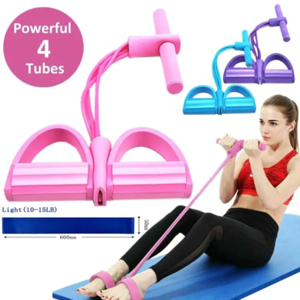 Multifunctional Tummy Trimmer with Foot Pedal Resistance Band – Elastic Sit-Up Pull Rope for Yoga, Fitness, and Gym – Random Colors - Image 2